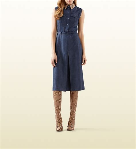 gucci denim dress with python collar|gucci dresses for women.